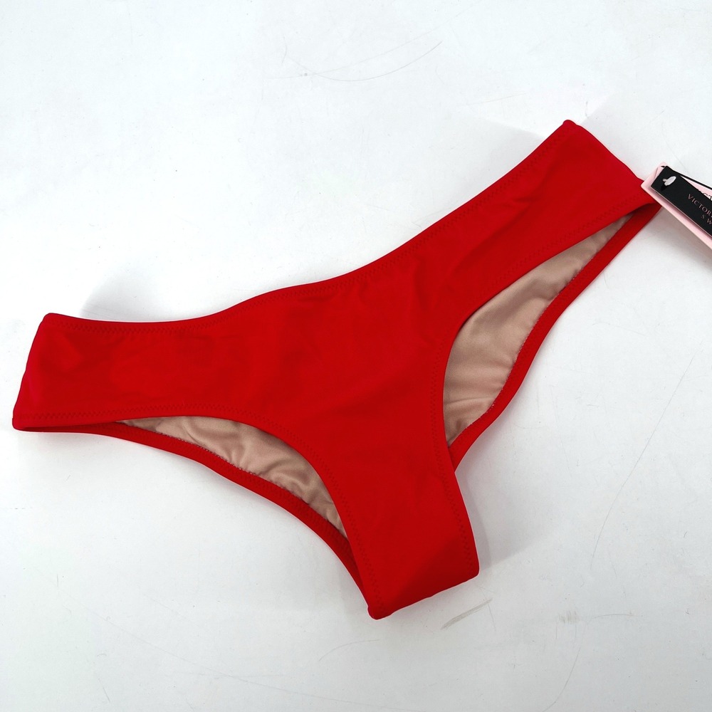 NWT Victoria's Secret Swim Bikini Itsy Ruched Bottom Size XS Lipstick Chili Red